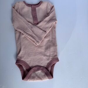 Cloud Island Baby Bodysuit 12M Pink Long Sleeve Waffle Knit Snap‎ Closure
